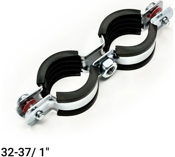 Двойной хомут с EPDM уплотнителем UWS 32-37 мм, 1", с гайкой М8 020.100.D  134724