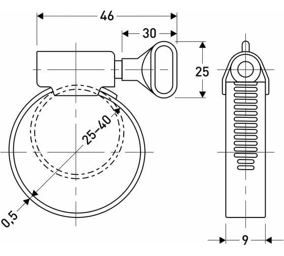 Обжимной хомут из нерж. стали MasterProf 25-40 мм, бабочка, 2 шт. ИС.140161.2