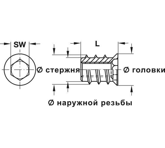 Ввинчиваемая муфта Hafele оцинкованная M10/15,3x25 мм 030.10.907