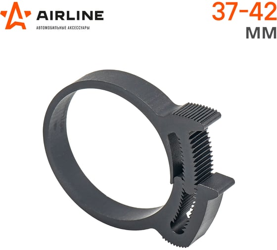 Хомут AIRLINE 37-42/9 мм, силовой зубчатый замок, пластик (ПА66), черный ADHC004