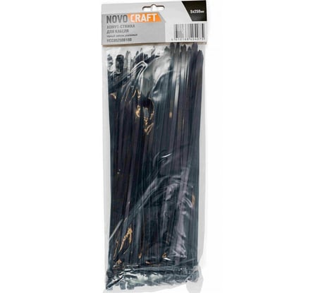 Нейлоновая хомут-стяжка Novocraft 5x250 мм, черная, уп. 100 шт. HCC05250B100