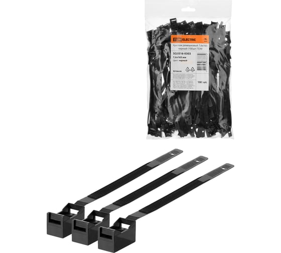 Ремешковый крепеж TDM 7,6x165 черный, 100 шт. SQ0516-0303