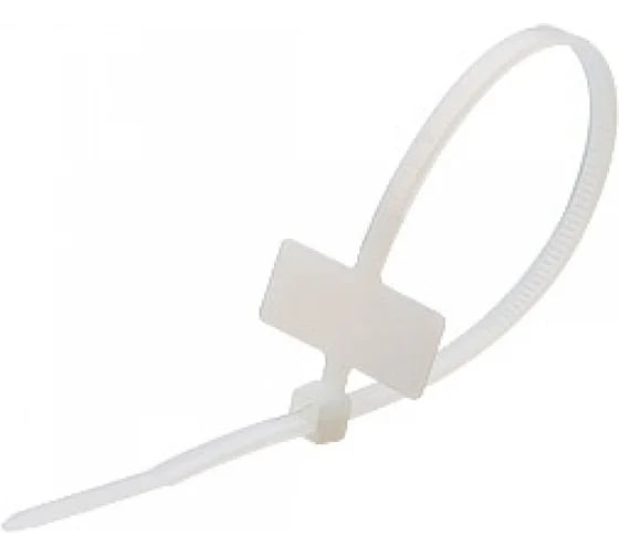 Нейлоновый хомут с табличкой 8х25.4 DKC 2.5х100 белый 100 шт. 2252100SR-M