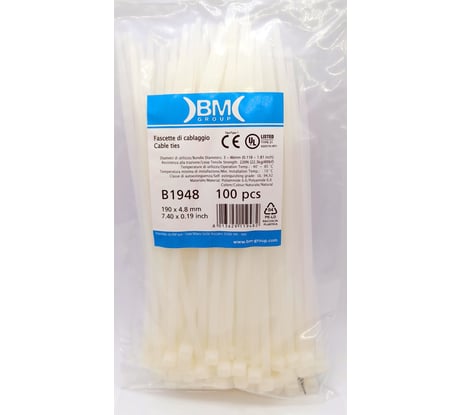 Кабельная стяжка BM Group цвет естественный, 190x4,8 мм, 100 шт. BM-B1948