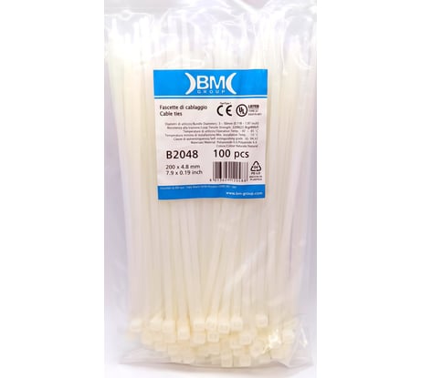 Кабельная стяжка BM Group цвет естественный, 200x4,8 мм, 100 шт. BM-B2048