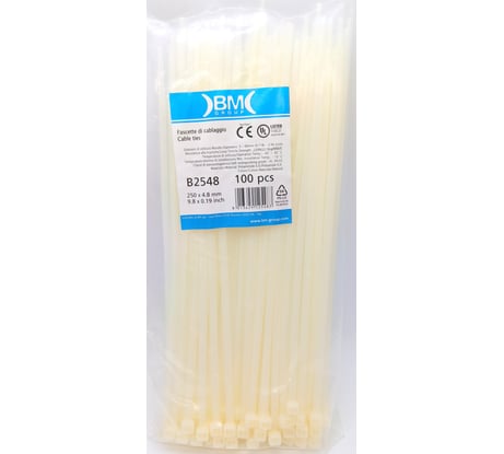 Кабельная стяжка BM Group цвет естественный, 250x4,8 мм, 100 шт. BM-B2548