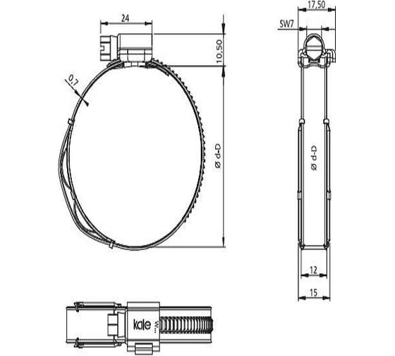 Хомут с пружинной вставкой KALE CLAMP WD IS 60-80/12 W3 уп. 10 шт. 60-80 WD1273IS