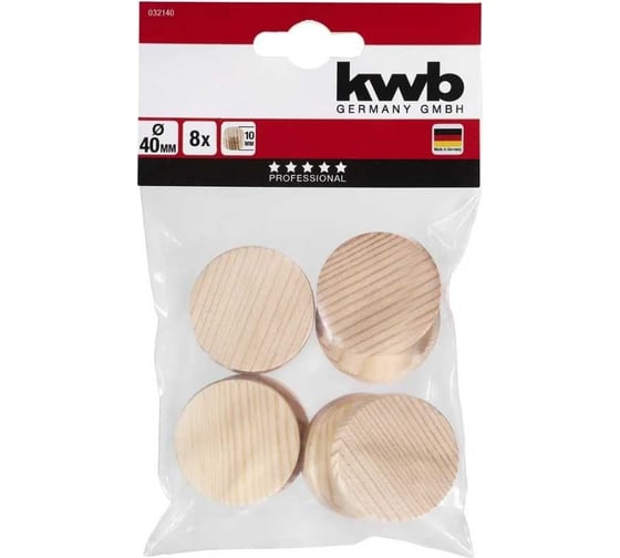 Деревянная пробка KWB 40 мм, 8 шт. 0321-40