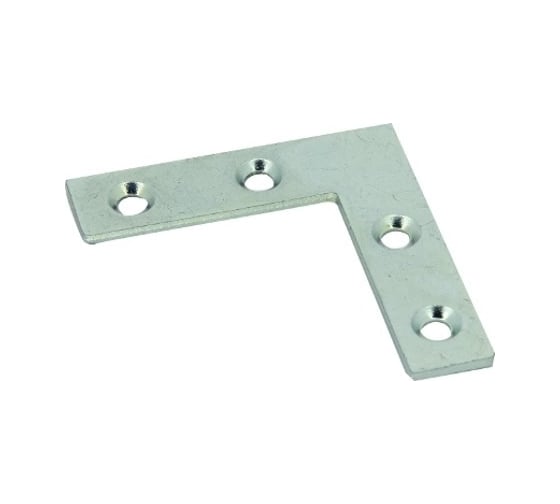 Мебельный плоский уголок ЦКИ 75x75x12, 4 отверстия, цинк, 10 шт. 12648 1
