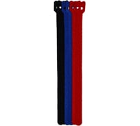 Хомут-липучка (стяжка) Pro Legend 230х13 мм, 6 шт., черный, синий, красный PL9622