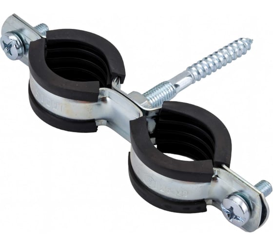 Двойной хомут для труб STOUT Sac-0020-200034 3/4"(25-29) к-т: хомут, шпилька-шуруп, дюбель пл. RG00914JHLO3AO