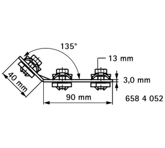 Уголок Walraven 135, BIS RapidRail, 3 отверстия, 3 монтажные гайки 6584052