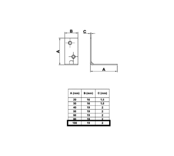 Крепежный уголок Amig 1-100 цинк, Ang., 1 шт. 393
