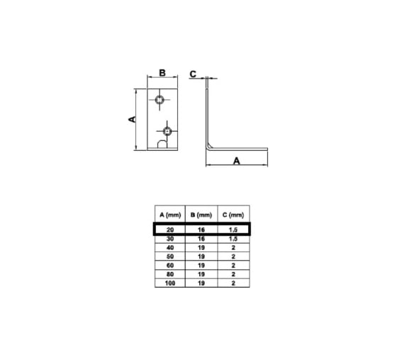 Крепежный уголок Amig 1-20 цинк, Ang., 1 шт. 375