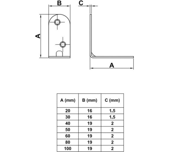 Крепежный уголок Amig 3-30  бихром, 1 шт. 933