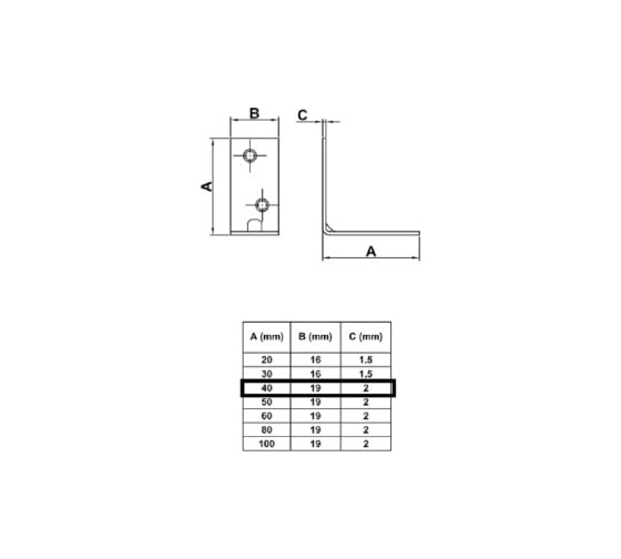 Крепежный уголок Amig 1-40 цинк, Ang., 1 шт. 381