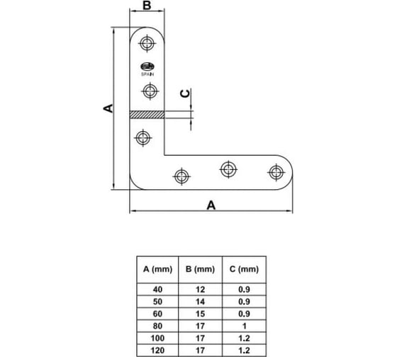 Плоский уголок Amig 2-60 бихром Escd., 1 шт. 941