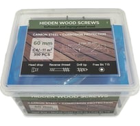 Саморезы с антикоррозийным покрытием для скрытого монтажа террас и фасадов с помощью инструмента Marksman Camo Hidden Wood Screws C4 60 mm, 350 шт. 60350C4