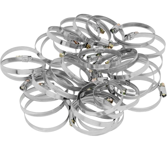 Металлические хомуты СИБРТЕХ стандартное болтовое крепление 60-80мм, 50шт/уп, ширина 9мм 47564