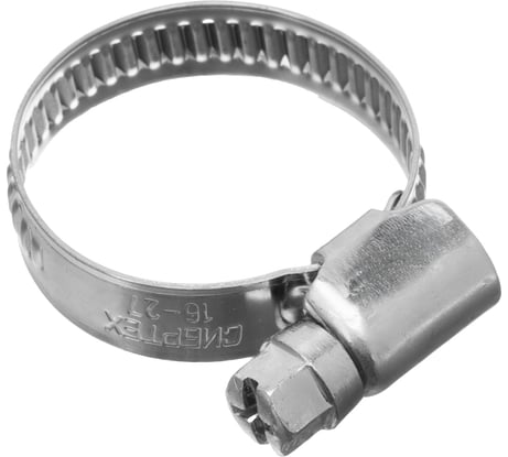 Хомуты СИБРТЕХ нержав. сталь, стандартное болтовое крепление 16-27мм, 100шт/уп, ширина 9мм 47579