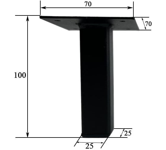 Опора для мебели ЭЛИМЕТ 25x25x100 мм, черная, 2 шт. БП-00002808