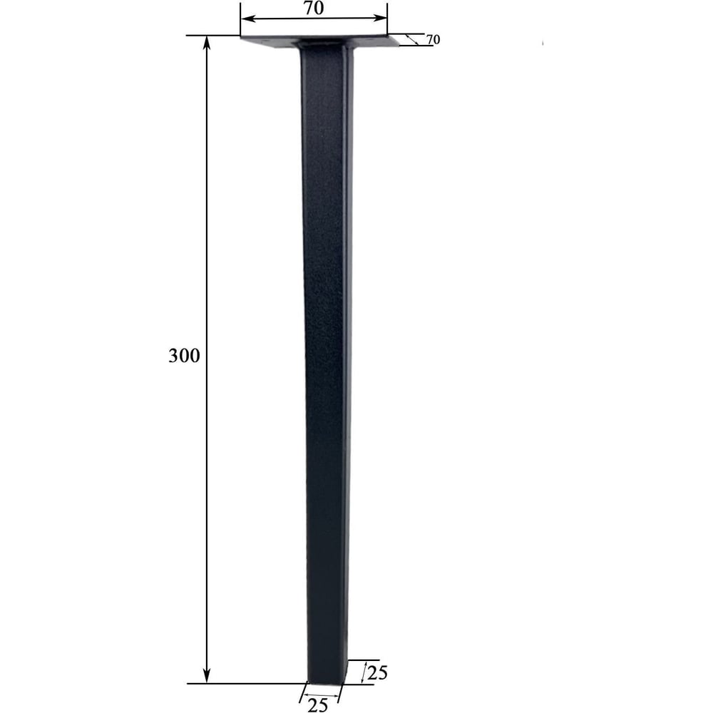 Опора для мебели элимет 25x25x300 мм, черная, 2 шт. бп-00002812