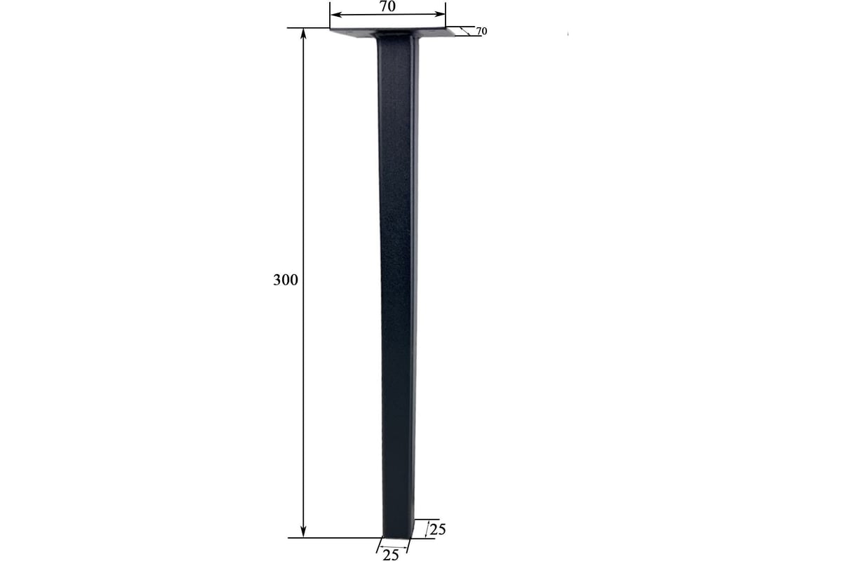 Опора для мебели ЭЛИМЕТ 25x25x300 мм, черная, 2 шт. БП-00002812