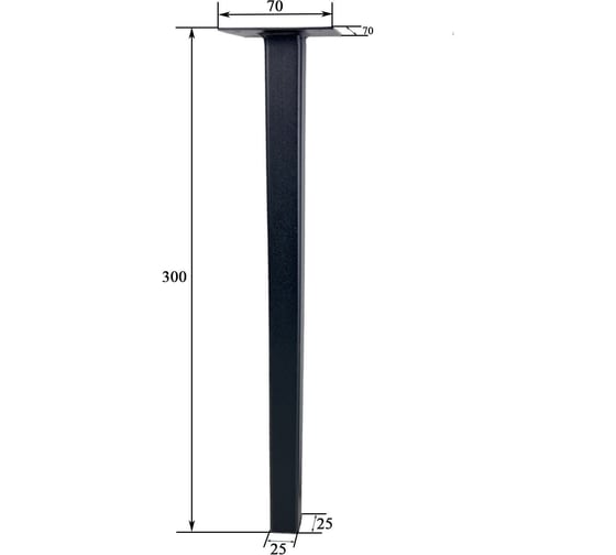 Опора для мебели ЭЛИМЕТ 25x25x300 мм, черная, 2 шт. БП-00002812