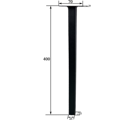 Опора для мебели ЭЛИМЕТ 25x25x400 мм, черная, 2 шт. БП-00002813