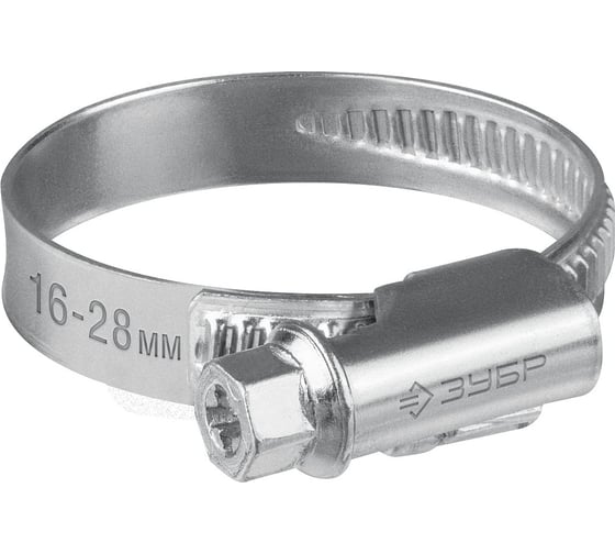 Червячный хомут ЗУБР Х-9н 16-28 мм, оцинкованный, 50 шт. 37807-28 1
