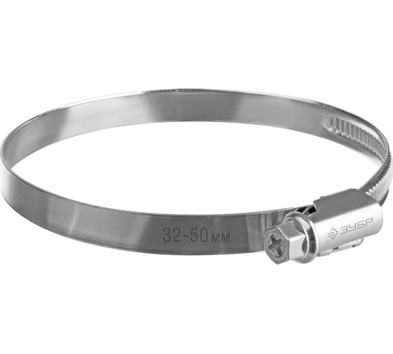Червячный хомут ЗУБР Х-9н 32-50 мм, оцинкованный, 50 шт. 37807-50