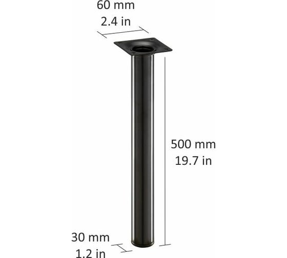Мебельная ножка Dolle pop 500xd30 мм, цвет черный арт. 81212