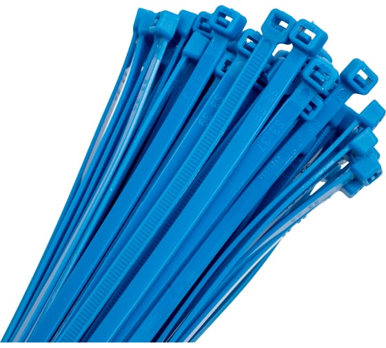 Нейлоновый хомут Зубр МАСТЕР синий, 4,8 мм x 400 мм, 100 шт 309070-48-400 1
