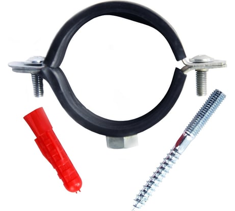 Сантехнический хомут с шурупом и дюбелем MasterProf м10, 2.1/2", 74-80 мм, 5 шт. ТД.030271
