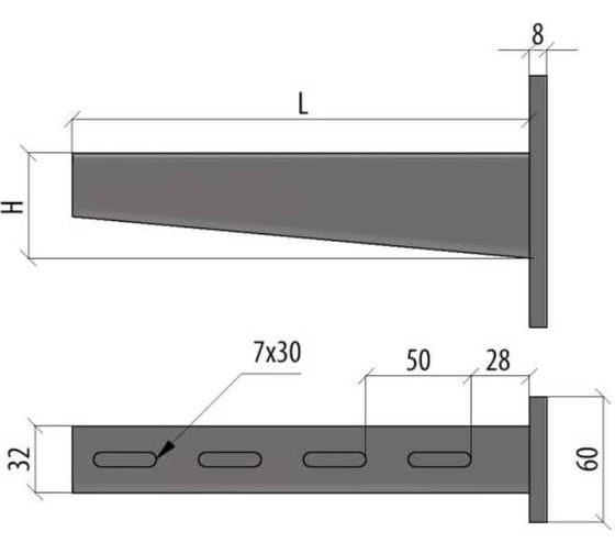 Сварная усиленная консоль Система КМ тяжелая, 400 мм INOX304 LO9287 KSUT400 INOX304