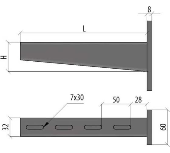 Сварная усиленная консоль Система КМ тяжелая, 200 мм INOX304 LO15455 KSUT200 INOX304