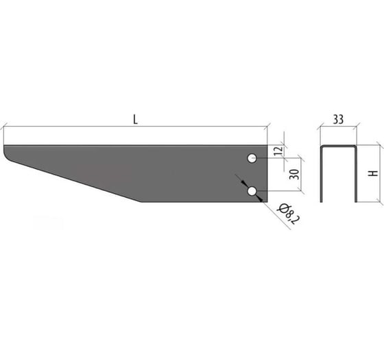 Консоль без опоры Система КМ 100 мм INOX304 LO3344 KBO100 INOX304