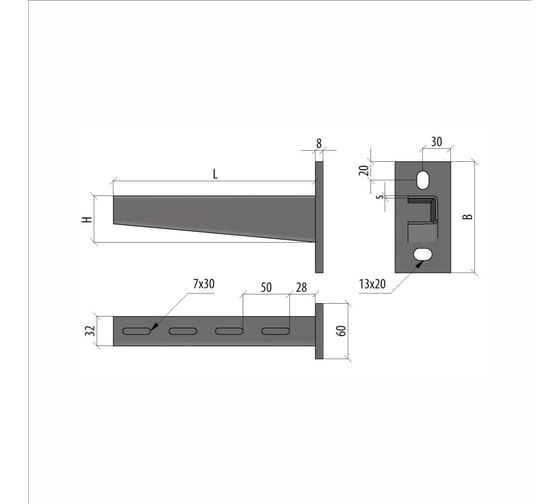 Сварная усиленная консоль Система КМ тяжелая, 600 мм INOX304 LO15638 KSUT600 INOX304