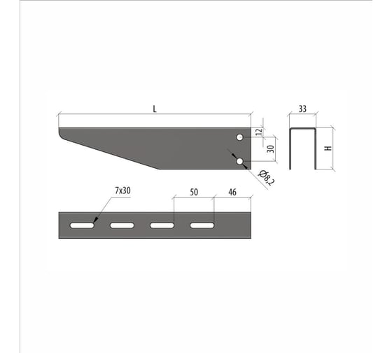 Консоль без опоры Система КМ 400 мм INOX304 LO4378 KBO400 INOX304