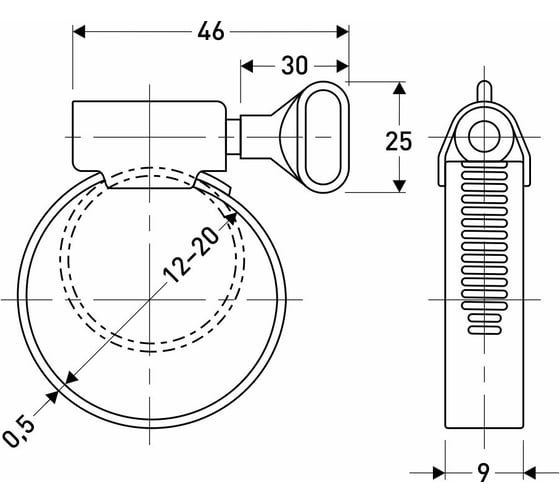 Обжимной хомут из нержавеющей стали MasterProf 12-20 мм, бабочка ИС.140088