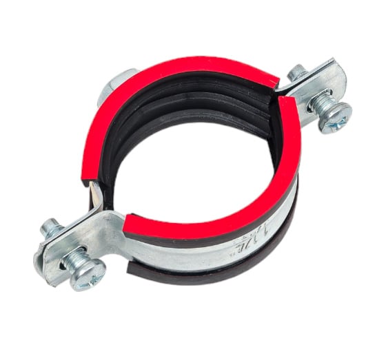 Оцинкованный хомут с резиновым уплотнителем MasterProf 1.1/4", M8, с шурупом и дюбелем ИС.140019