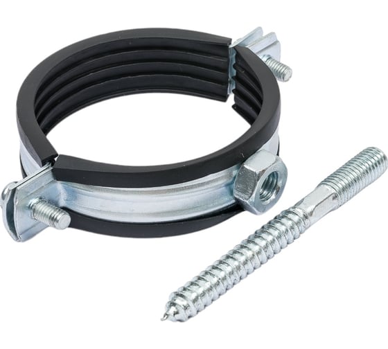 Оцинкованный хомут с резиновым уплотнителем MasterProf 2.1/2", M10, с шурупом и дюбелем ИС.140023