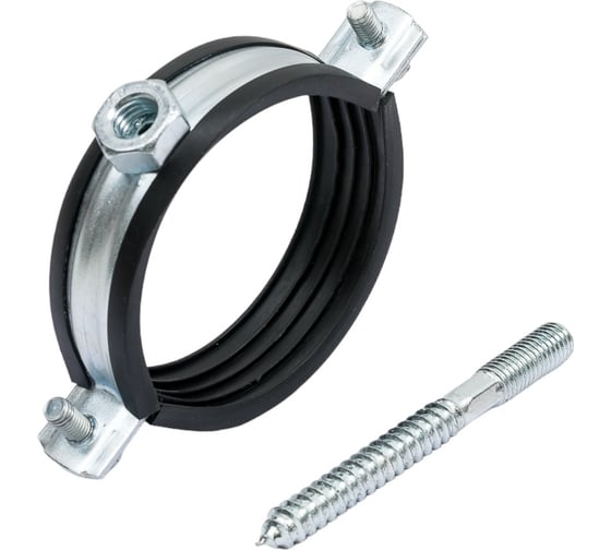 Оцинкованный хомут с резиновым уплотнителем MasterProf 2.1/2", M10, с шурупом и дюбелем ИС.140023
