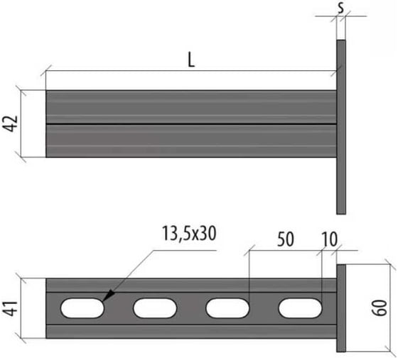 Страт-консоль Система КМ двойная, усиленная, 41x21 мм, L450 мм, s:2.5 мм 2KSSU21-450