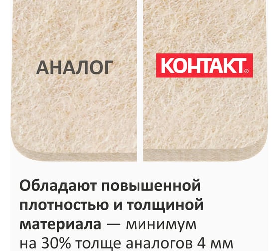 Самоклеящиеся подкладки для мебели Контакт квадратные, 85x85 мм, бежевые, фетровые, 2 шт. 24803