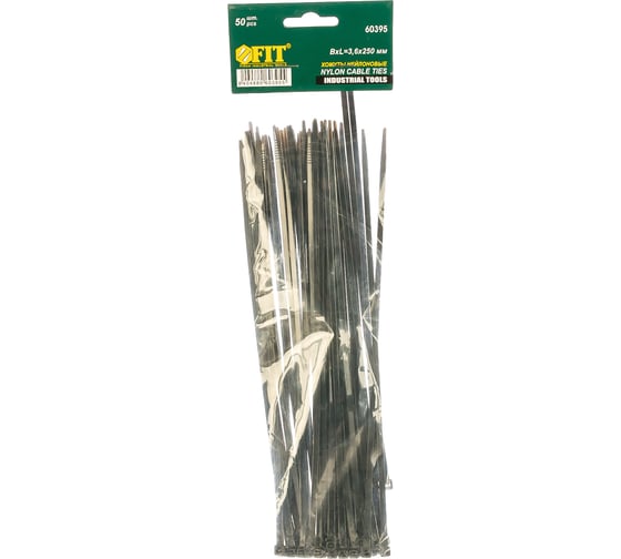 Нейлоновый хомут FIT IT черный, 50шт, 250х3,6мм 60395