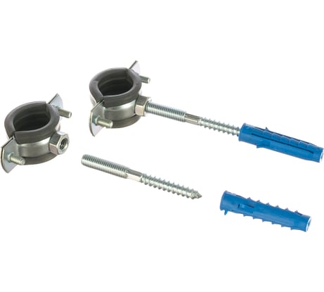 Хомут с резиновым уплотнителем, шурупом и дюбелем Tech-Krep 3/4, 25-28мм, 2шт - пакет 137011