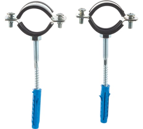 Хомут с резиновым уплотнителем, шурупом и дюбелем Tech-Krep 1, 31-35мм, 2шт - пакет 136974