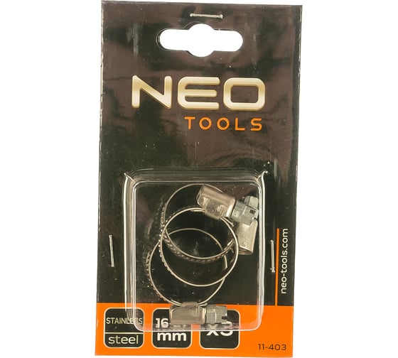 Червячный хомут NEO Tools  3 шт. 16-27 мм, W4 11-403