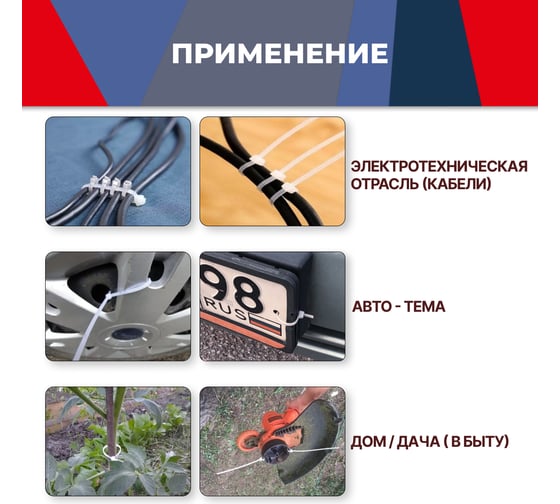 Нейлоновый хомут-стяжка MasterProf 3,6x250 мм, 100 шт ЭТ.130206.100